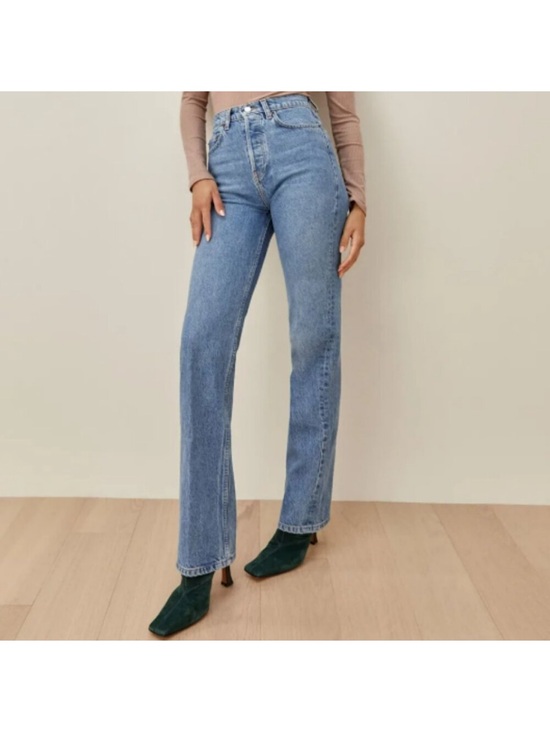 Reformation Denim - Reformation cynthia high rise straight long jean